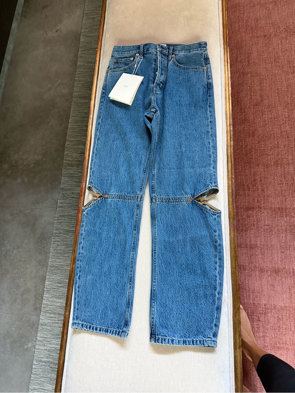 Blue Men's Cut-Out Knee Denim Jeans
